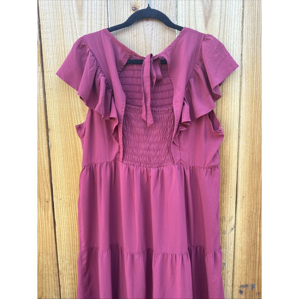 Old Navy Tiered Cottage Sundress Womens XL Rust Red Smocked Peasant Boho Midi - Picture 7 of 11